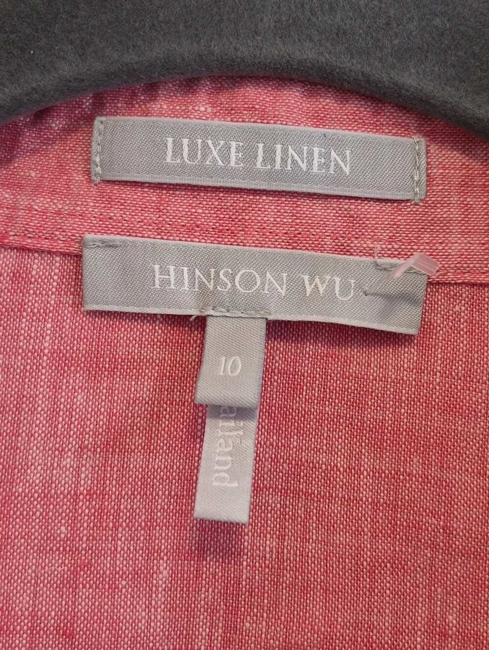 Hinson Wu 100% Linen Button Up Shirt Coral Pink Luxe Linen Women's Sz 10 - Picture 10 of 12